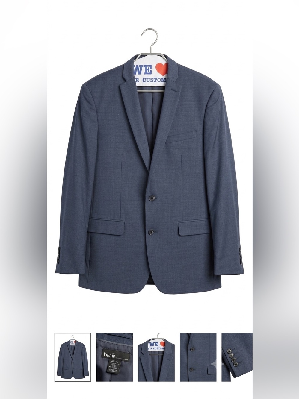 Bar III Men's Dark Navy Two-Button Suit Jacket
